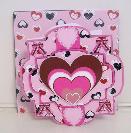 Shaped Layered Card - Pink Hearts by Pam Stubley