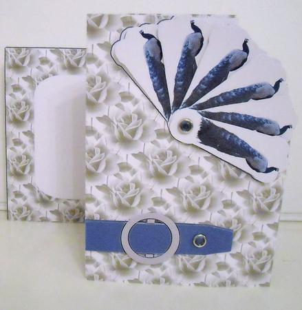 Fan Card - Peacocks and Roses by Pam Stubley