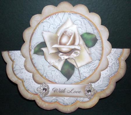 Cream Rose Get Well Soon - Scallop Edge Wobble Card by Pam Stubley