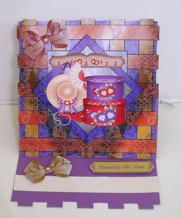 Hat Gloves Fan Boxes on Lace Weave Background by Pam Stubley