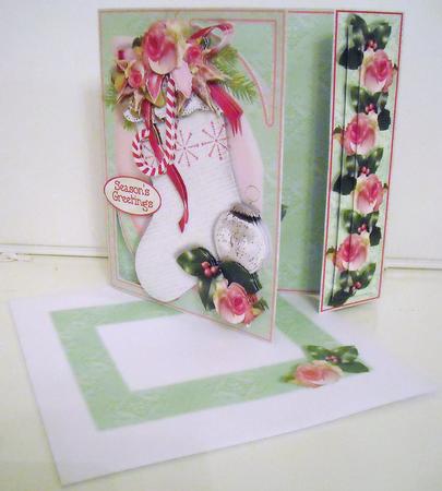 Offset Gatefold Card Kit - Christmas Roses by Pam Stubley