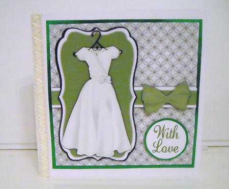 Pretty Dress Decoupage Card Front - Olive Green by Pam Stubley