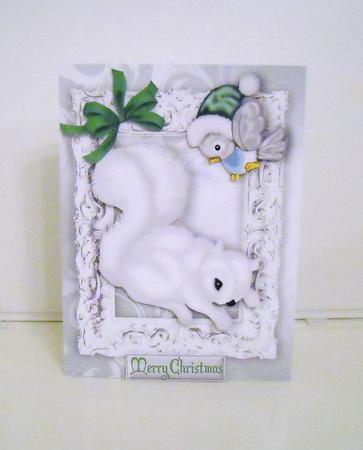 Snowy White Squirrel and Cute Little Bird by Pam Stubley