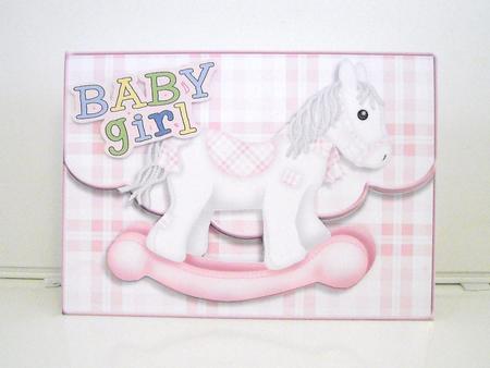 Little Pink Rocking Horse Age 2 Fancy Faux Envelope Card by Pam Stubley