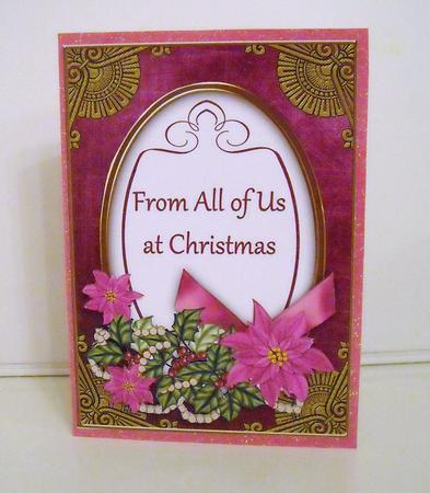 Cerise Poinsettia from All of Us Oval 7x5in Step by Step by Pam Stubley