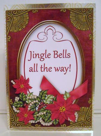 Red Poinsettia Jingle Bells Oval 7x5in Step by Step by Pam Stubley