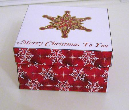 Red and Gold Snowflake Gift Box 3 by Pam Stubley