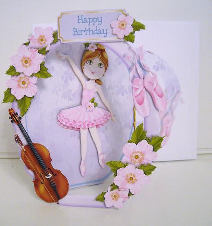 3 Fold Open-front Cameo Card Kit - Birthday Ballerina by Pam Stubley