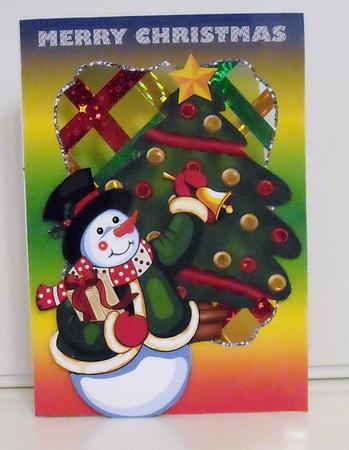 Snowman with Bell - Trellis Card Kit by Pam Stubley