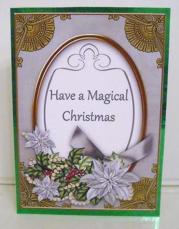 Silver Poinsettia Magical Christmas Oval 7x5in Step by Step by Pam Stubley