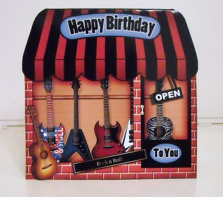 The Little Guitar Shop Shaped Card N Decoupage by Pam Stubley
