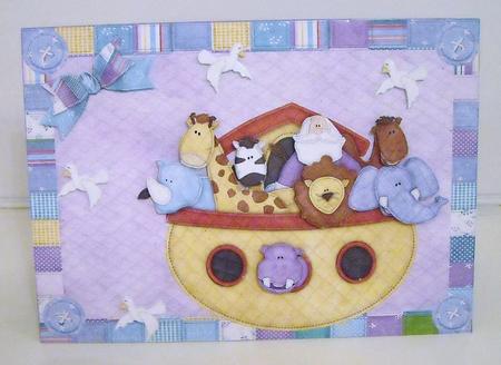 Lovely Noahs Ark in Pretty Stripe Frame by Pam Stubley