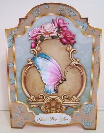 Butterfly and Roses Screen Card Front by Pam Stubley