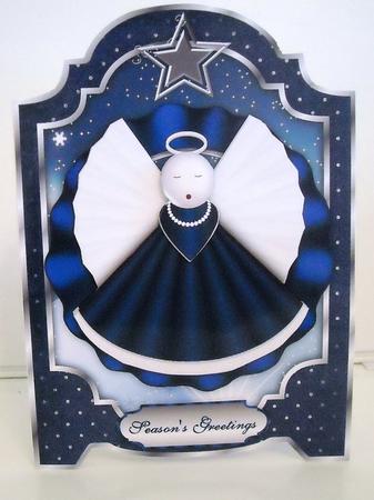 Christmas Angels in Bluescreen Card Front by Pam Stubley