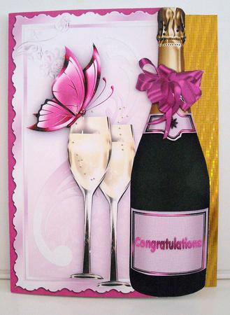 Wine Bottle Over the Edge Card - Pink by Pam Stubley