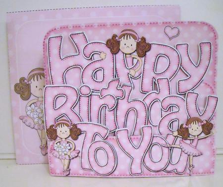 3D Happy Birthday Ballerinas Pop Out Word Card by Pam Stubley