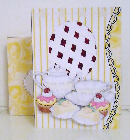 Lemon Dream Tea & Cakes Scalloped S Edged Card by Pam Stubley