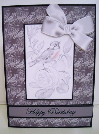 Birds and Roses Sketch Monochrome by Pam Stubley