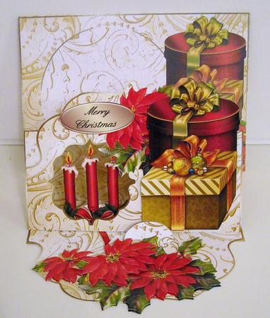 Poinsetteas & Presents - 3D Aperture Easel Card Kit by Pam Stubley