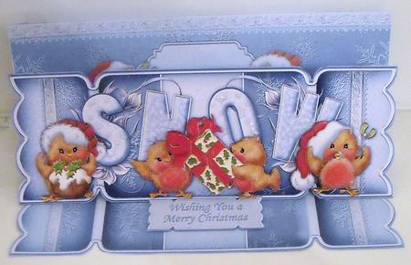 Large Dl Christmas Cracker Easel Card Kit Robins by Pam Stubley
