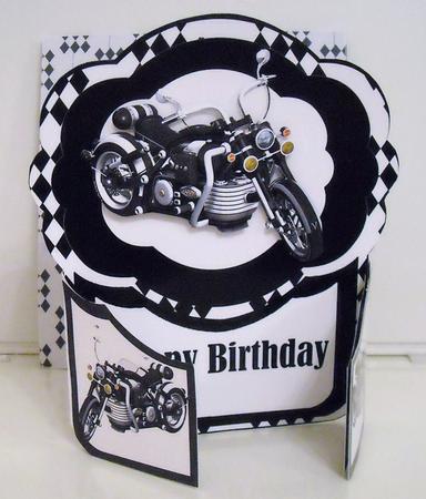 Black Motorbike Gatefold Card by Pam Stubley