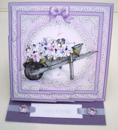 Flower Filled Wheelbarrow Quick Card N Shell Corner Stacker by Pam Stubley