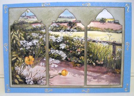 Country Hedgerow Triptych by Pam Stubley
