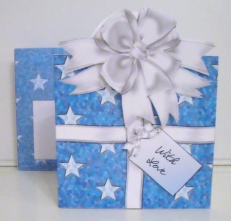 Christmas Parcel - Blue & White with Stars by Pam Stubley