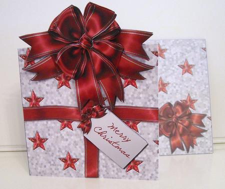 Christmas Parcel - Silver & Red with Stars by Pam Stubley