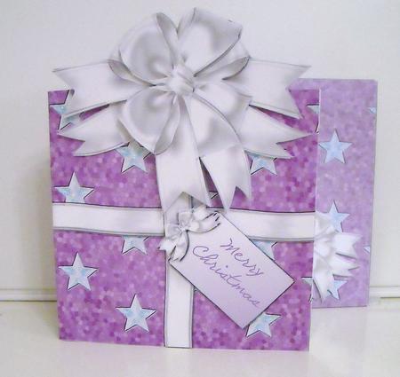 Christmas Parcel - Purple & White with Stars by Pam Stubley