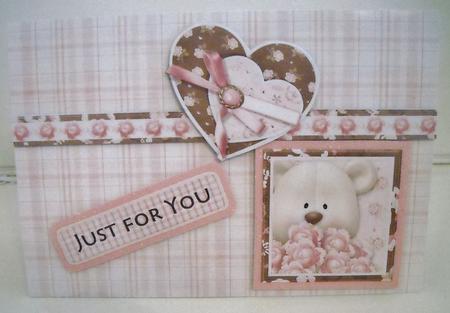 Bear and Heart Card Topper with Decoupage by Pam Stubley