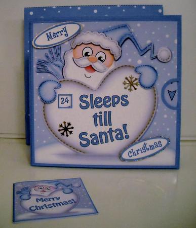 3D Xmas Santa Sleeps Till Santa Countdown Moveable Card Kit by Pam Stubley