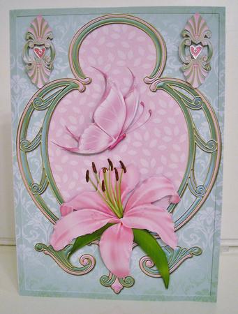 Pink Flower and Butterfly by Pam Stubley