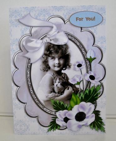 Vintage Girl Silk Bleu Flower Corner by Pam Stubley