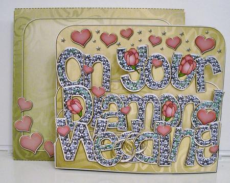 3D Diamond Wedding with Roses Pop Out Word Card Kit by Pam Stubley