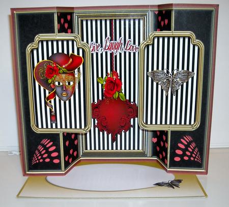 Double Fold Back Heart Filled Masquerade Kit. by Pam Stubley