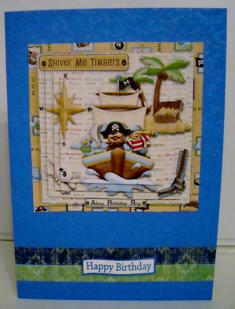 Ahoy Birthday Boy,shiver Me Timbers Pyramid Stacker Card by Pam Stubley