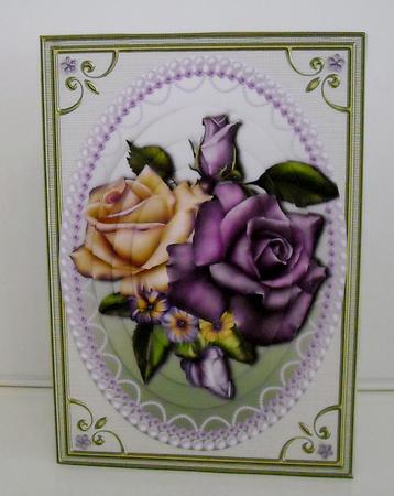 Heritage Roses in a Pearl Frame Oval Pyramid by Pam Stubley