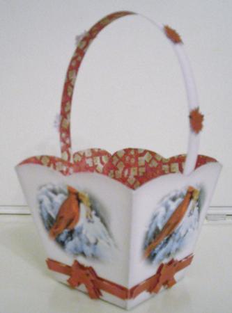 Red Cardinal Christmas Basket by Pam Stubley