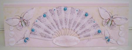 Pink Blend Butterfly and Fan Birthday Quick Card by Pam Stubley