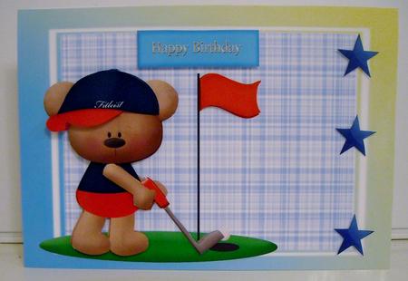 Little Golfing Bear with Golf Club by Pam Stubley