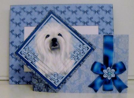 Large Twist Turn Card - White Dog by Pam Stubley