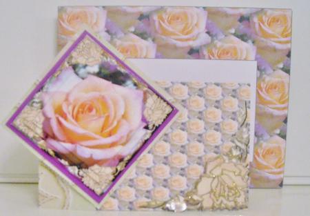 Large Twist Turn Card - Peach Rose by Pam Stubley