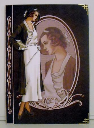 Vintage Fashion Reflections Card Front and Decoupage by Pam Stubley
