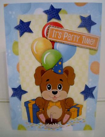 Cute Birthday Puppy with Presents by Pam Stubley