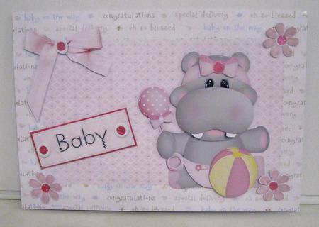 Baby Girl Hippo with Pink Bow by Pam Stubley