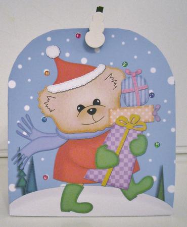 3D Xmas Teddy Bear's Presents Treat or Favour Box Mini Kit by Pam Stubley