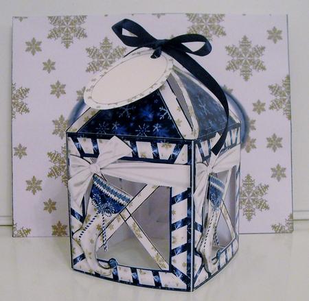 Blue Christmas Stockings Lantern Card & Envelope by Pam Stubley