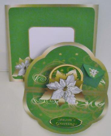 Green and Gold Swirls with Poinsettia Easy Pop-up by Pam Stubley