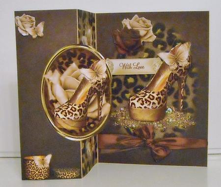 Gorgeous Leopard Print No Hole Cut and Fold Card by Pam Stubley